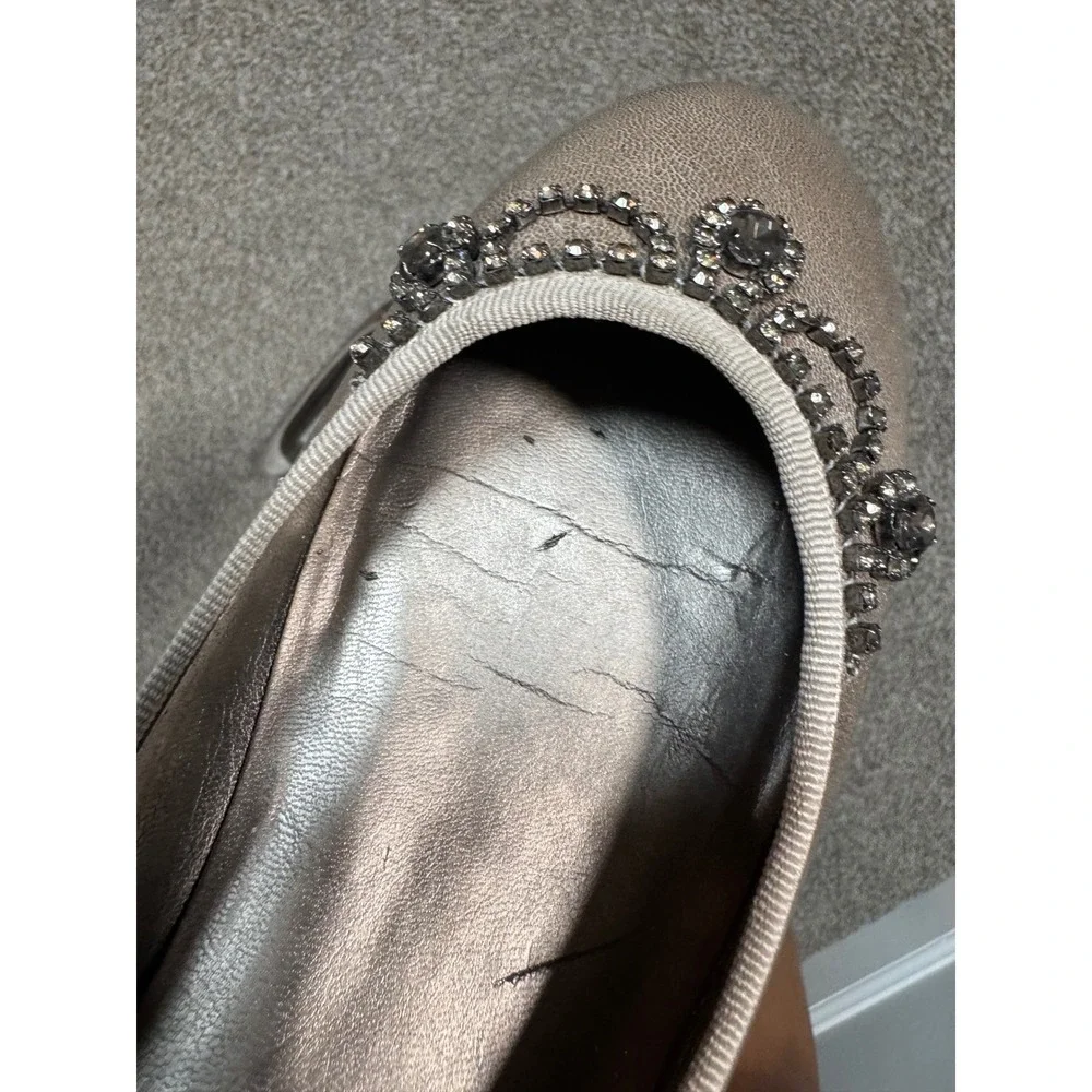 Alfani Aurora Womens Metallic Pewter Leather Upper Balletcore Flats Size 9.5M